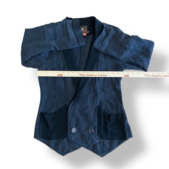 Heartloom Silk Buttoned Blazer Womens Size XS Gray Black Business Luxury - Picture 4 of 9